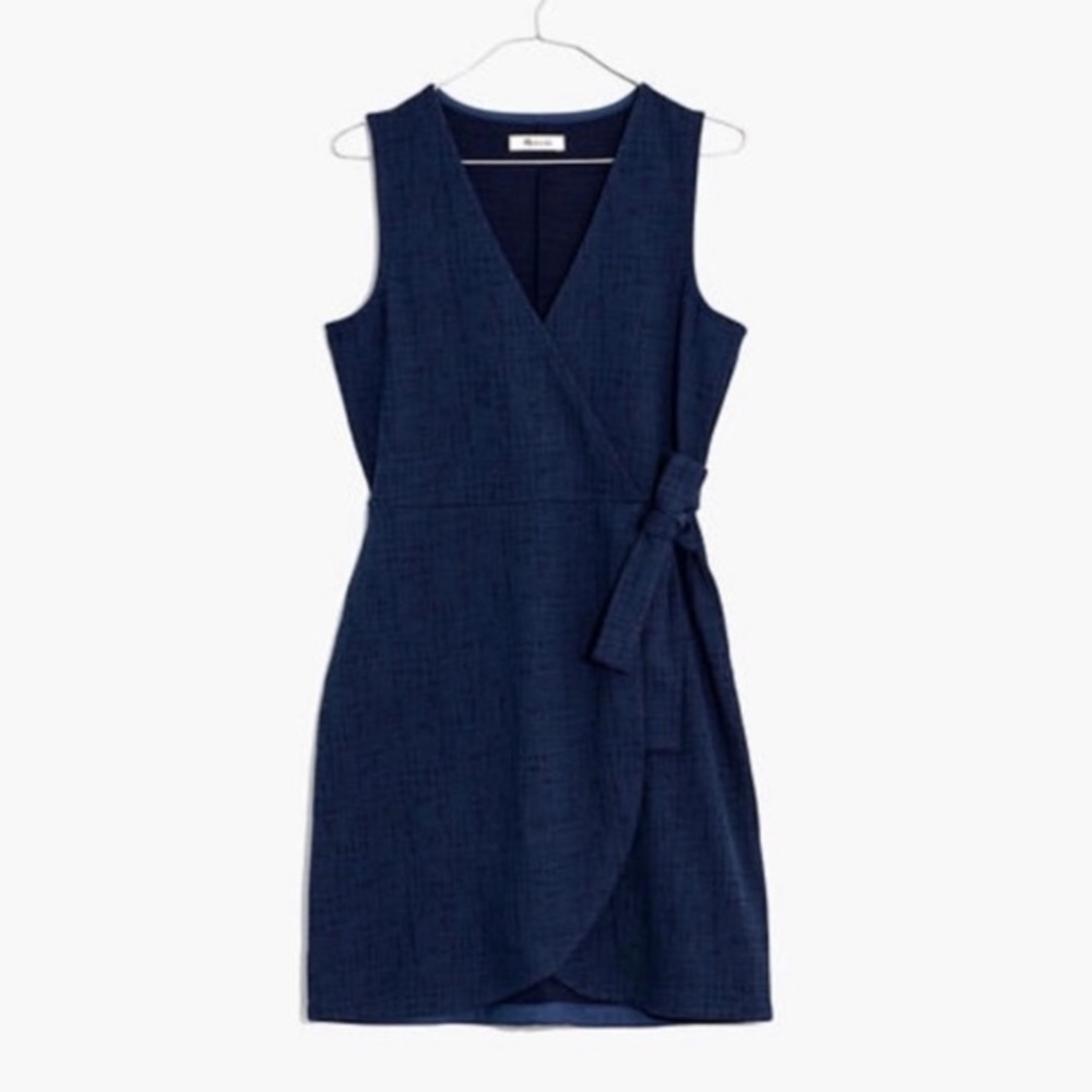Madewell Texture & Thread Navy Side Tie Wrap Dress